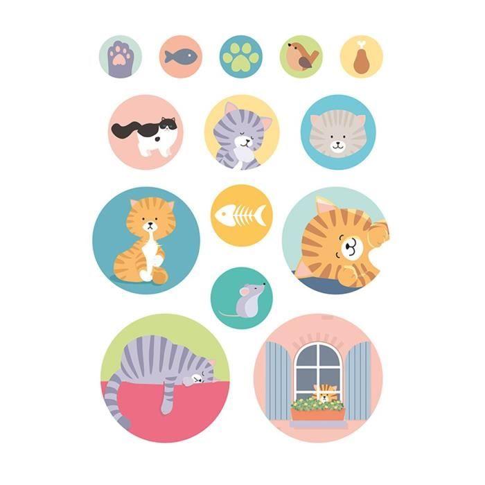 Set de 12 feuilles d'autocollants 'Family Friends Chats' - ARTEMIO - DIY et home déco
