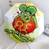 1pc Rat Fink pattern Umbrella Portable Folding Umbrella Iron Frame Hole Bone Structure Outdoor Home Umbrella