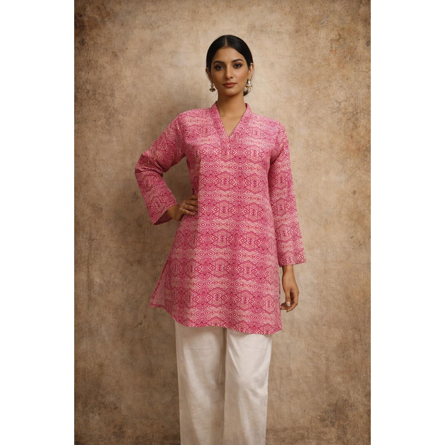 

Heavy Maslin Office Wear Top Kurti Set Indian Women Ethnic Short Kurta Set Dress 2XL-44