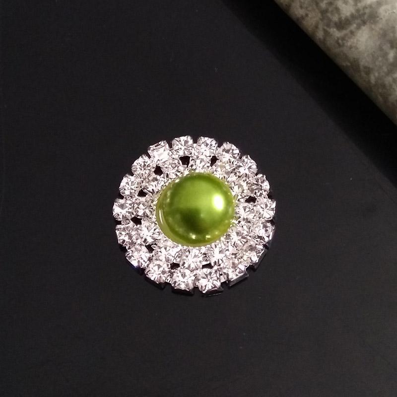 Engood 100Pcs 22mm Pearl Center Double Rhinestone Button Sewing Trim & Embellishments Craft Buckles for Wedding DIY Hair  HZ276