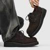 Men's platform heightening derby shoes, autumn casual microfiber upper shoes, brown H