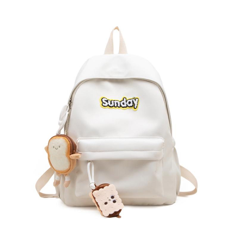 Fashion High-Value Schoolbag Female Junior High School College Student Solid Color Minimalist Style Campus Backpack Versatile Backpack Single pack белый