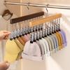 Solid Wood Stainless Steel Pants Clip Seamless Belt Clip Dormitory Wardrobe Skirt Scarf Pants Home Hanger Storage Artifact