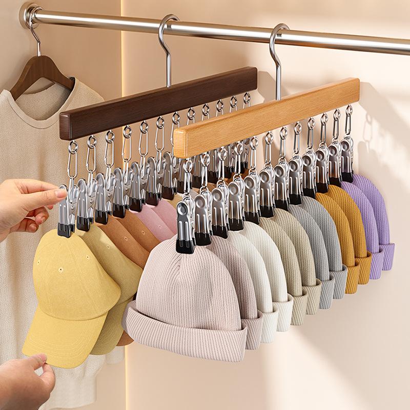 Solid Wood Stainless Steel Pants Clip Seamless Belt Clip Dormitory Wardrobe Skirt Scarf Pants Home Hanger Storage Artifact