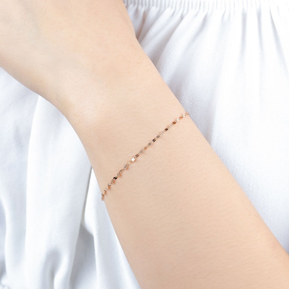 18K Gold Bracelet, 1-pun-1-line Dragonfly Chain