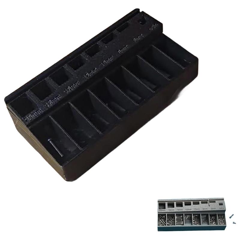 

Сортировщик болтов M3, Лоток для сортировки длины винтов с 7 измерительными слотами, Портативный органайзер для инструментов для винтов, Прочный пластиковый органайзер для хранения чёрный