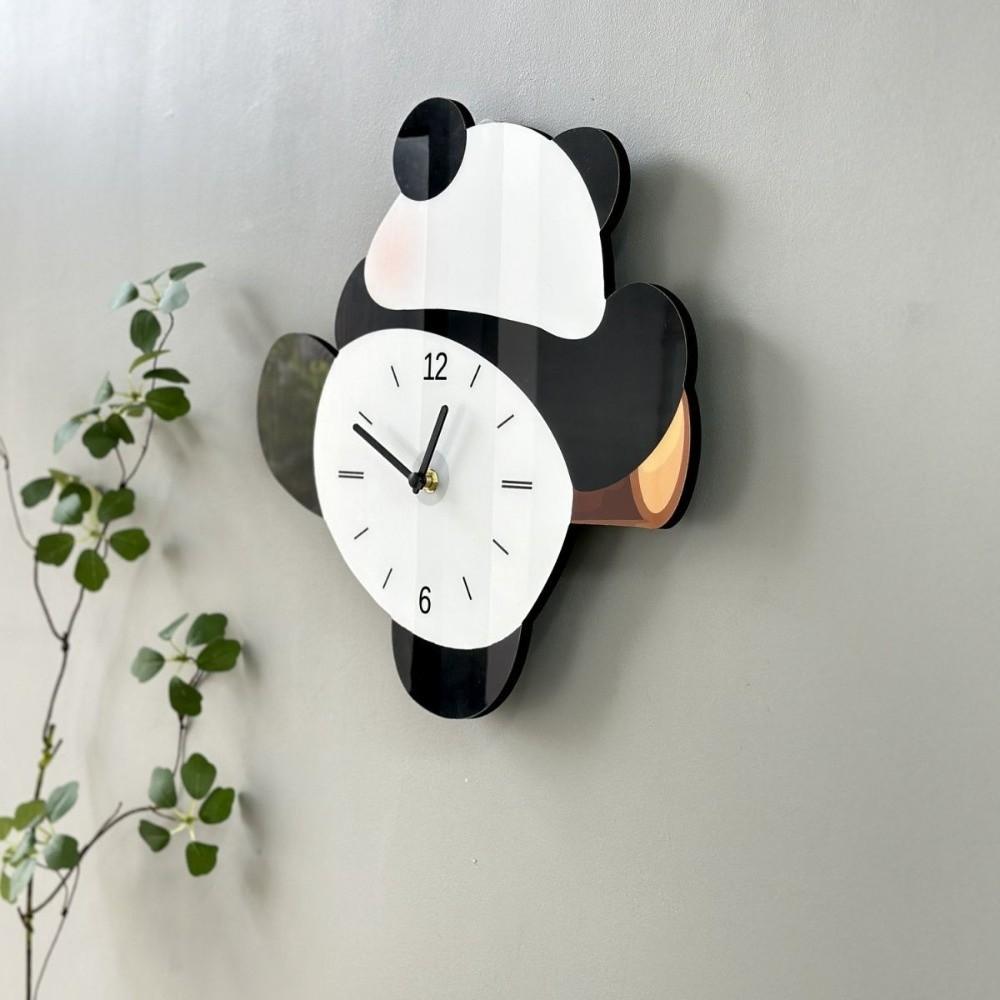 Wall Decoration Cartoon Swinging Panda Wall Clock Silent Animal Hanging Watch Time Accuracy Panda Mute Clock Living Rooms