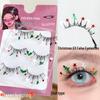 Sweet Christmas Elf Glitter Lashes: Ultra-Fine Transparent Stem with Snowflake and Tree Motifs.
