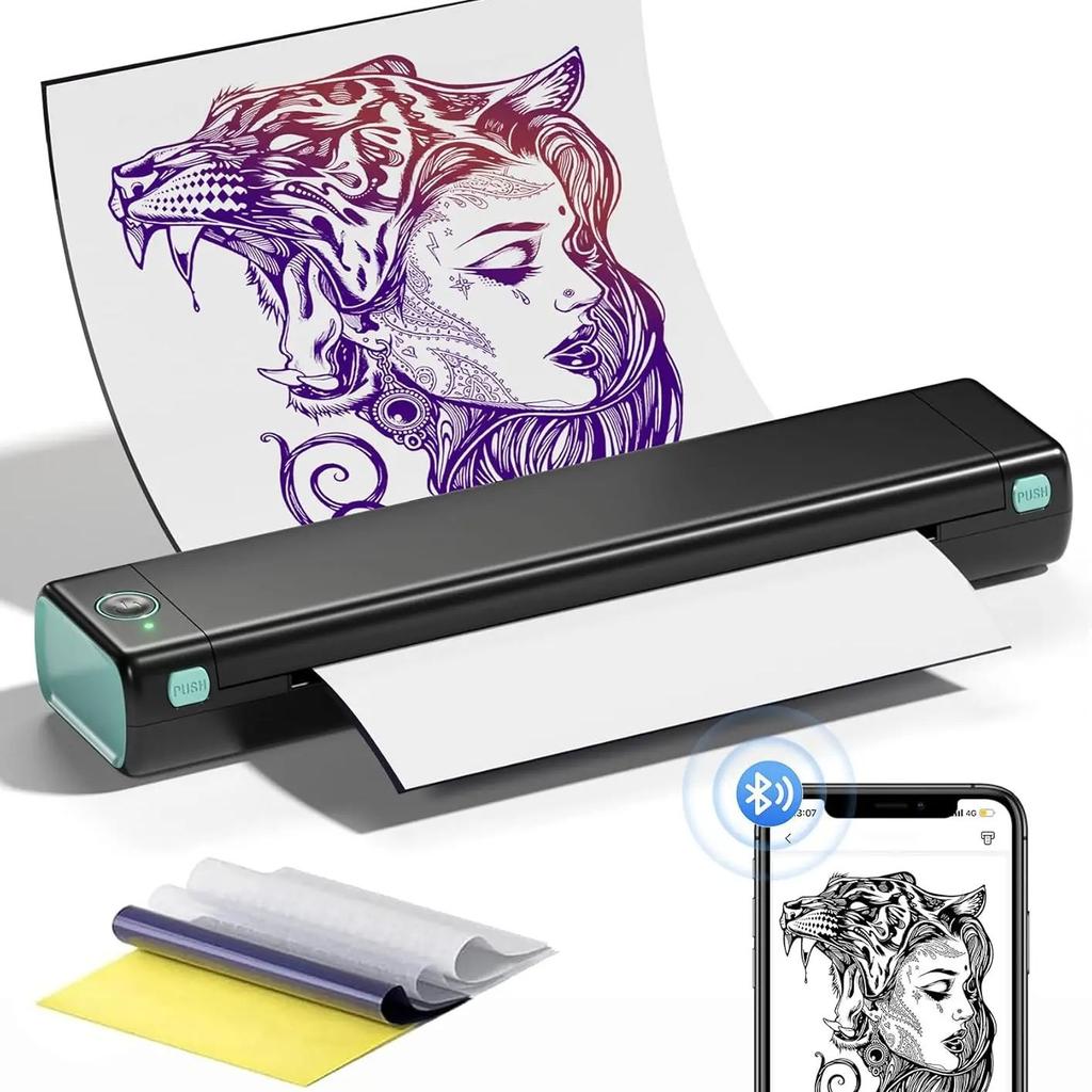 Wireless Tattoo Template Printer, Thermal Transfer Tattoo Machine Supports Tattoo Transfer Paper Template Printer