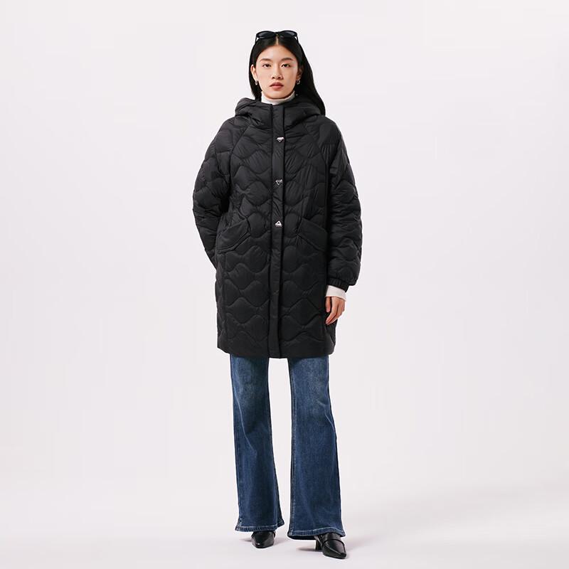 

Qianrengang Women s Hooded Mid-Length Down Jacket S