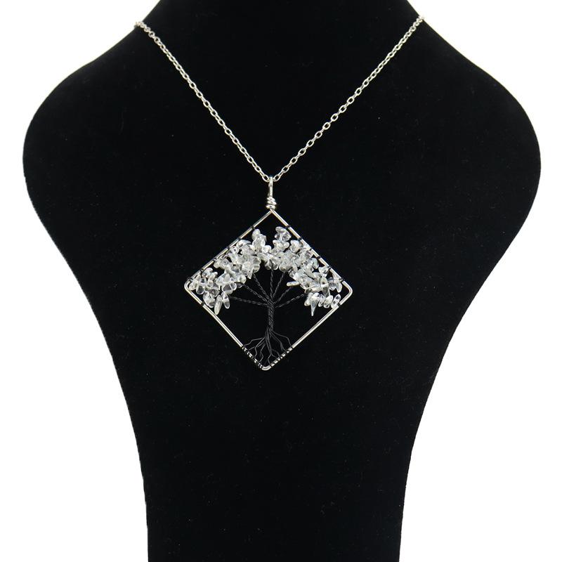 Tree Of Life Square Necklace Natural Irregular Gravel Fashion Accessories Necklace Accessories N51