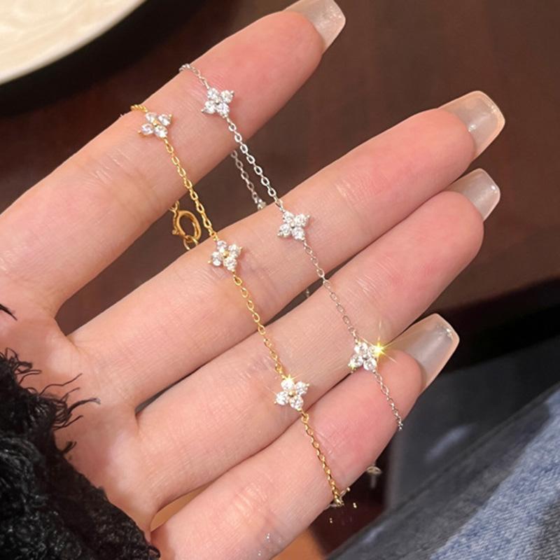 Four-leaf Flower Bracelet for Women Girl Cute Dainty Adjustable Link Chain Bracelet Trend Jewelry