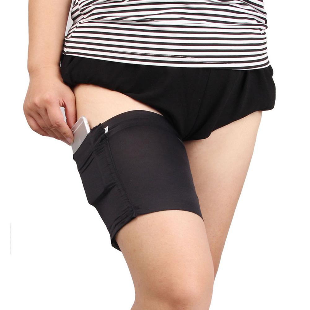 1pcs Sexy Women Thigh Bands High Stretch Leg Warmers Invisible Mobile Phone Bag Pockets Non-Slip Anti-Friction Thigh Band