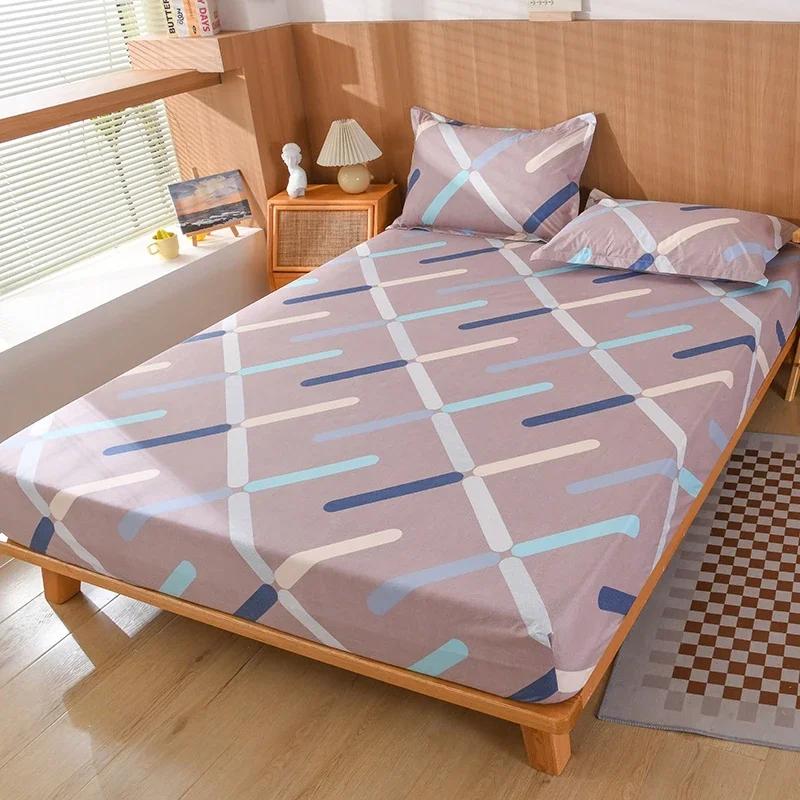 Waterproof Fitsheet Single Double King Size Mattress Cover With Elastic Band Bedsheet High Quality Printed Fitted Sheet