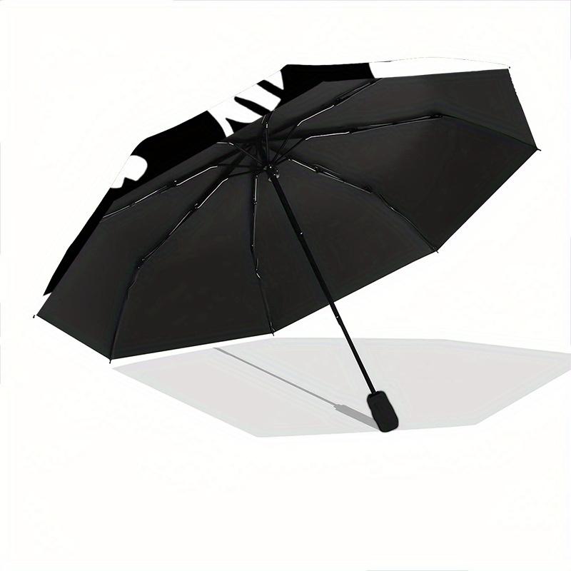 1pc Yin and Yang White Cat and Black Cat Pattern Beautiful Looking Automatic Folding Umbrella, 3 Folding, 8 Pole Frame Design, Durable and Suitab