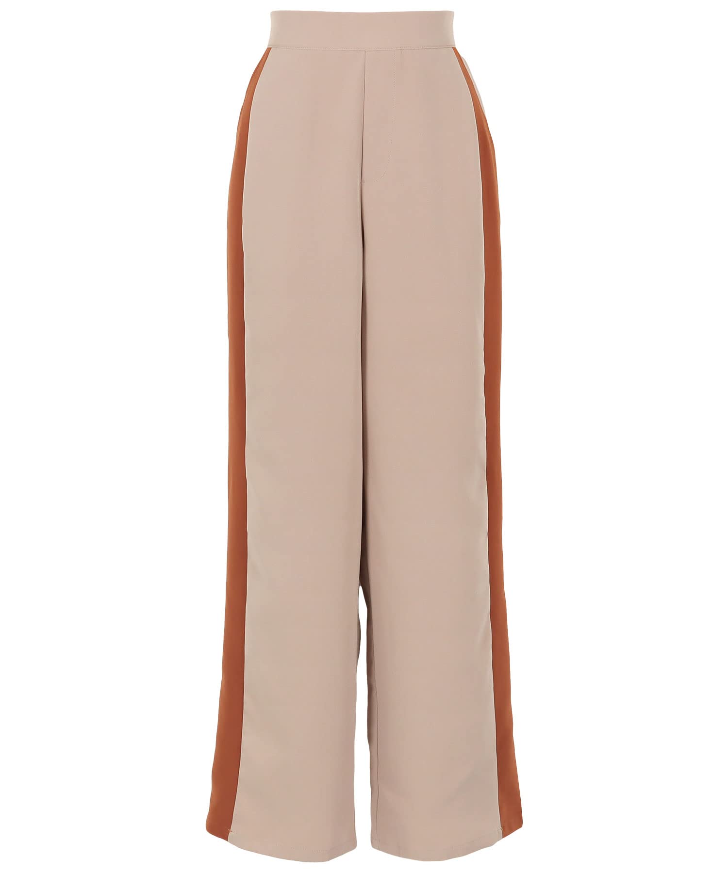 Kobe Lettuce Sideline Straight Wide Pants Free Size [M3547] Beige/Orange
