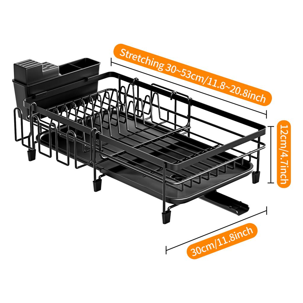 Kitchen Bowl Rack Household Retractable Countertop Drain Bowl Rack Multifunctional Pumping Dish Storage Rack