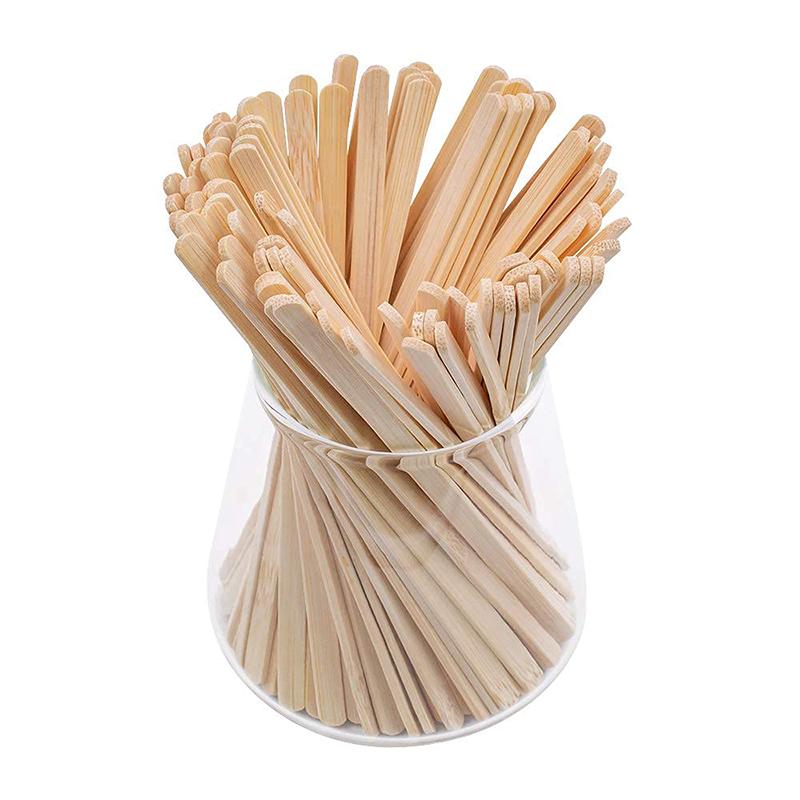 6" Round Head Swizzle Sticks Hygiene Used Once And Individually Wrapped Natural Birch Wood Coffee Stirrer 100PCS