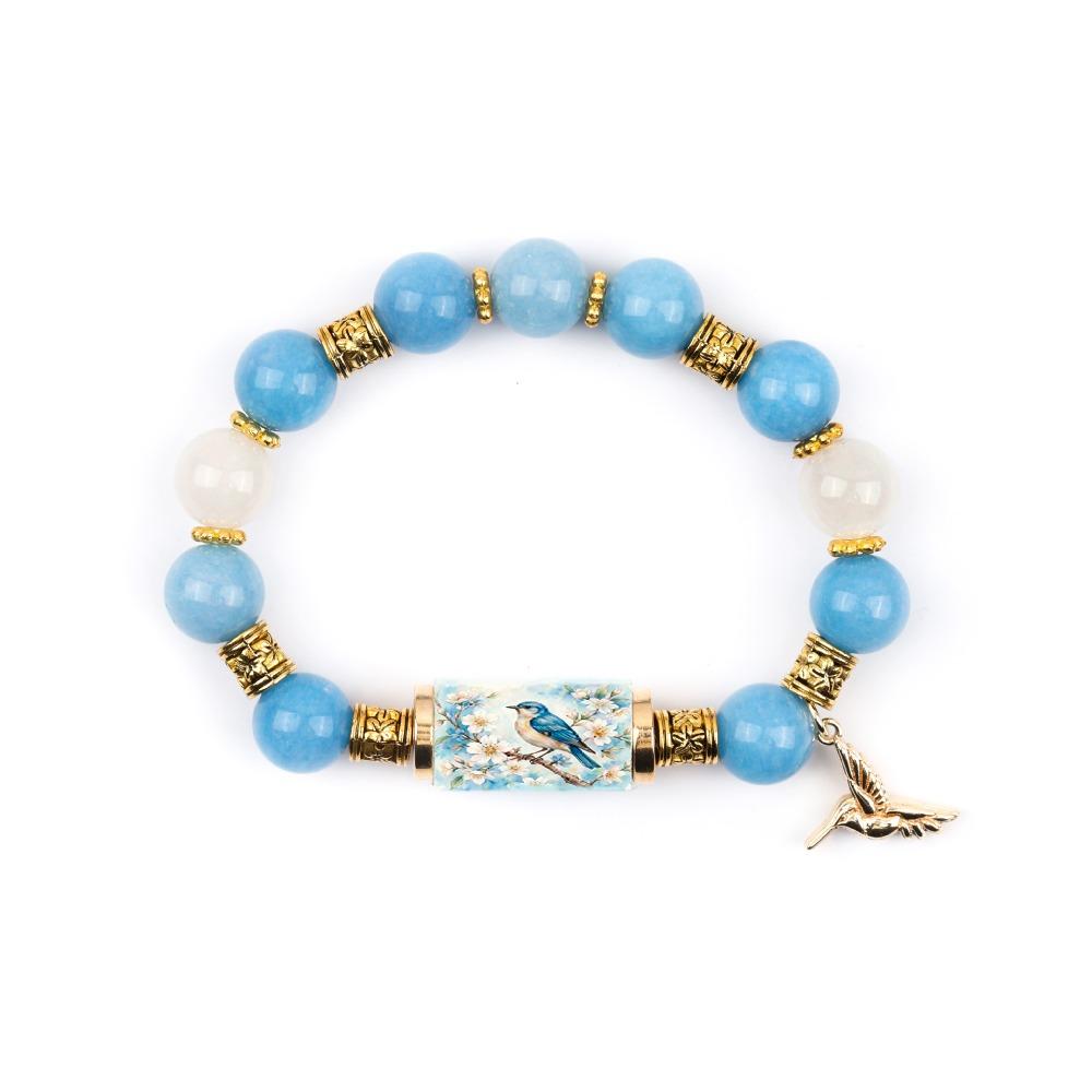 with Pendant Hummingbird Bracelet Elastic Beaded Bracelet Metal Tube Crystal Bracelet  Party Favors