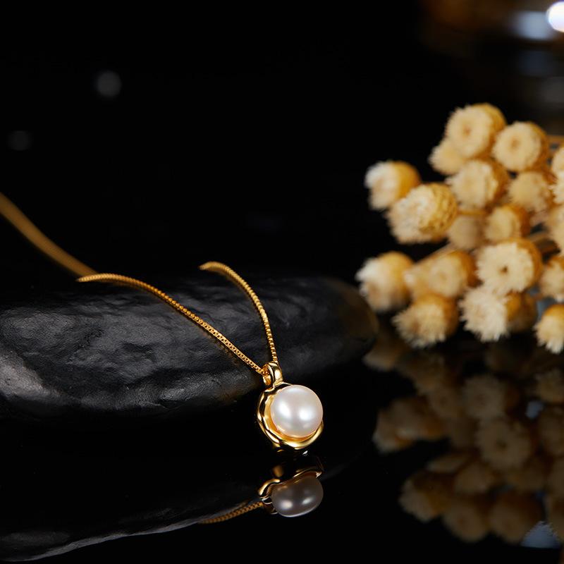Ожерелье из стерлингового серебра S925 с натуральным пресноводным жемчугом, женское, высококлассный дизайн, нишевое, подвеска из ломаного серебра, цепочка на ключицу