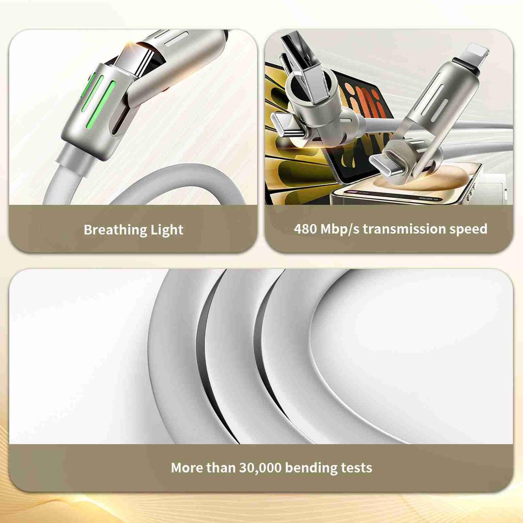 5VDC USB AM TYPE C TO TYPE C Cable 7 Colors Breathing Light USB AM TO USB C Cable 1.5m