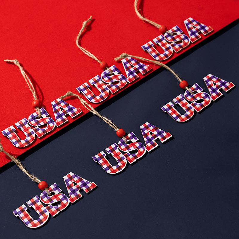 

Independence Premium Day Wooden Decor Hangings For Usa Holiday Festivities Set Six Of USA Wood Tag