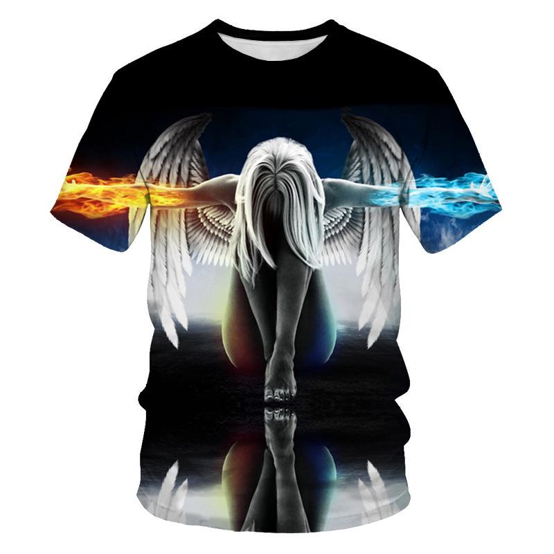 Round Neck 3D Character Pattern Print T-shirts Casual Short Sleeved Men's T-shirts - Soft Medium Stretch Polyester Fabric Summer Relaxed Fit Clothing