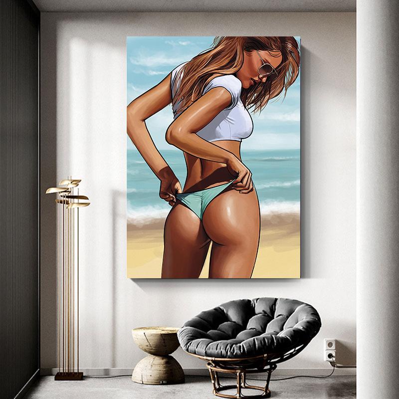 Beach Sea Waves Swimming Pool Summer Minimalist Wall Art Print Canvas Painting Posters for Living Room Modern Home Decor