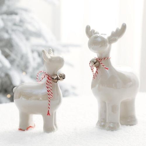 LED Light-up Decor for Christmas, Mini Ceramic Snowman Santa Reindeer Ornament