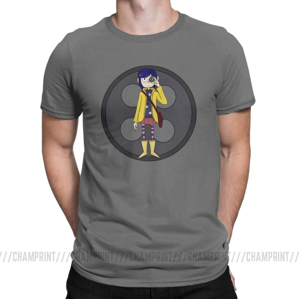 Coraline Men S T Shirts Coraline Button Eyes Leisure Cotton Short Sleeve Tees Crew Neck T