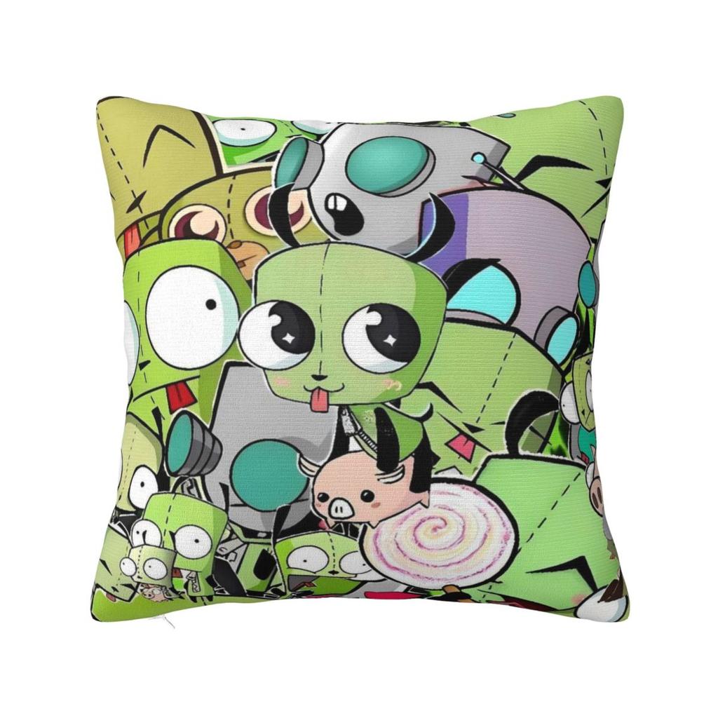 Invaders Zims Cartoon Pillow Cover Square Pillow Case Cushion Cover Vintage Graphic Pillowcases For Sofa Home Decorative