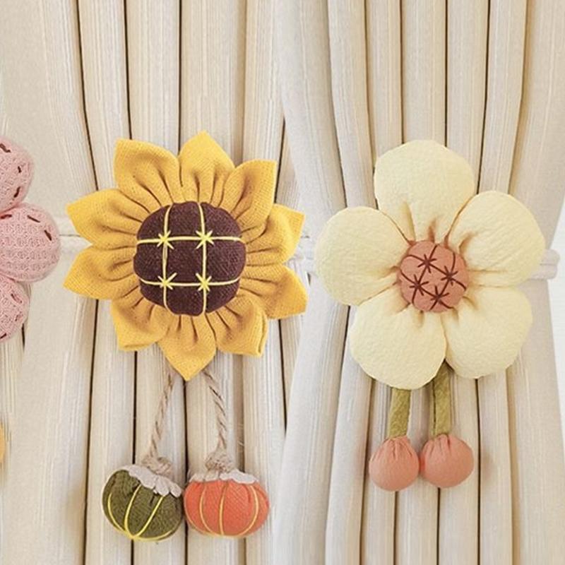 Drape Tieback Holders Curtain Tiebacks Flower Curtain Buckles Rope Decorative Curtain Holdbacks for Office Home Decors