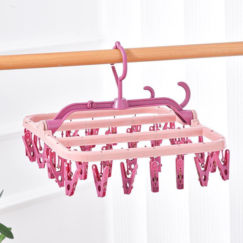 Multifunctional 32-Clip Side-Hanging Drying Rack for Dorms and Home Use, Ideal for Underwear and Sock Storage.
