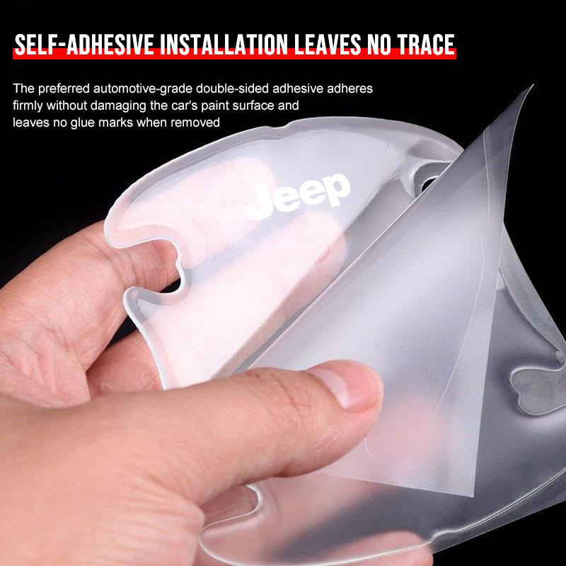 Bilkaross Anti-kollisionsskyddslist Auto Dörrhandtagsskål Klistermärke mot repor för Jeep Compass Tillbehör Renegade Wrangler Gladiator Cherokee JL