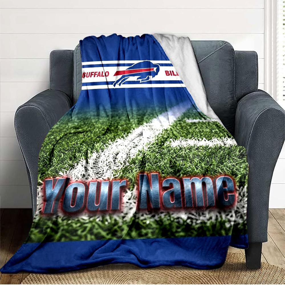 Name Custom Buffalo Bills Print Flannel Blanket High Quality Warm Comfortable Cover for All Seasons Perfect for Gifts Home Decor