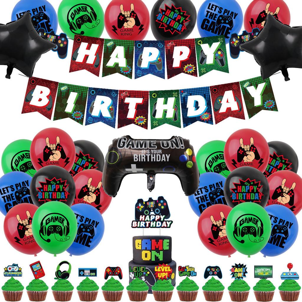 Game On Game Controller Foil Balloon Spiral Flag Set Party Decorations