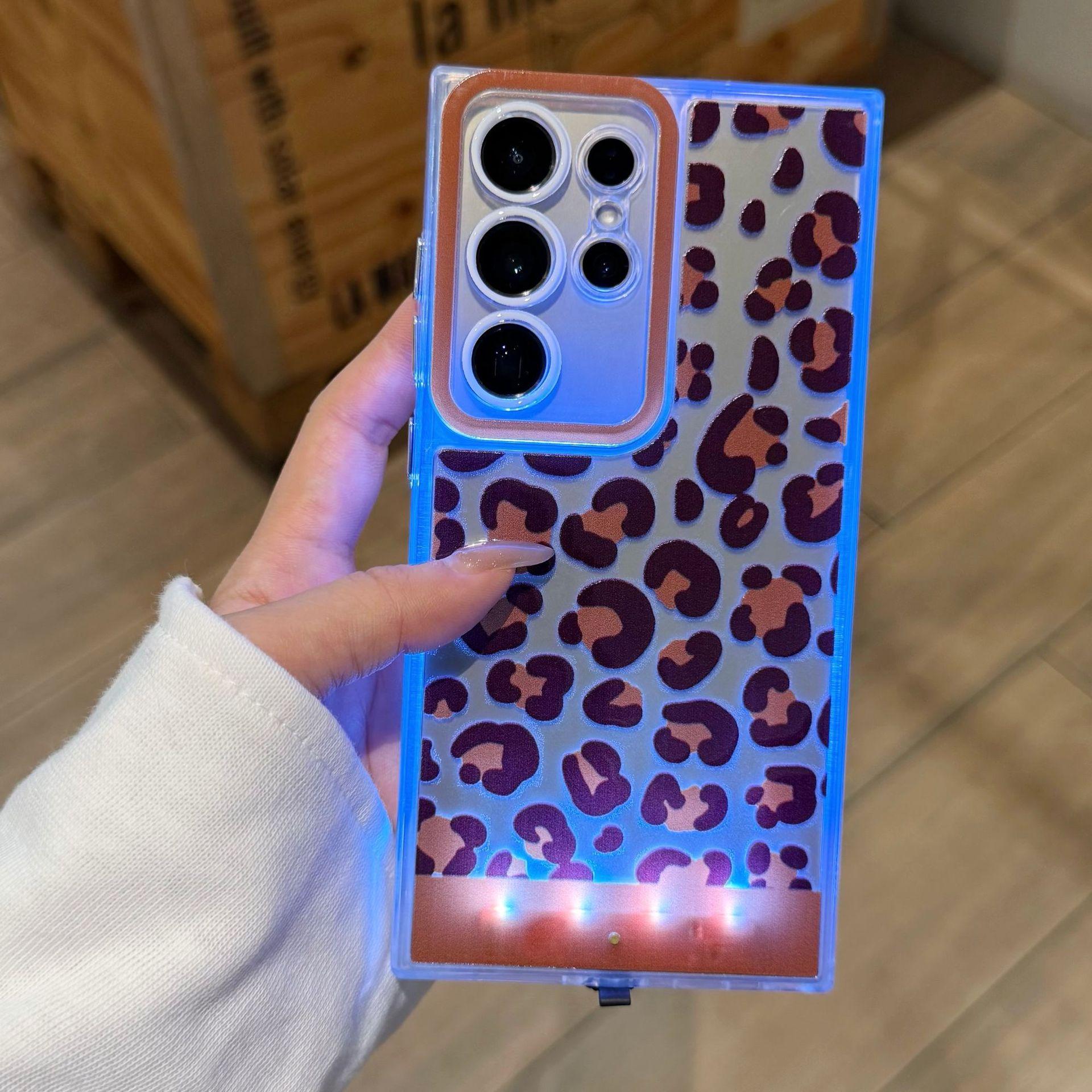 

The new call flash leopard print is suitable for Samsung S25Ultra mobile phone case A56 voice-activated induction call change samsung galaxy a56