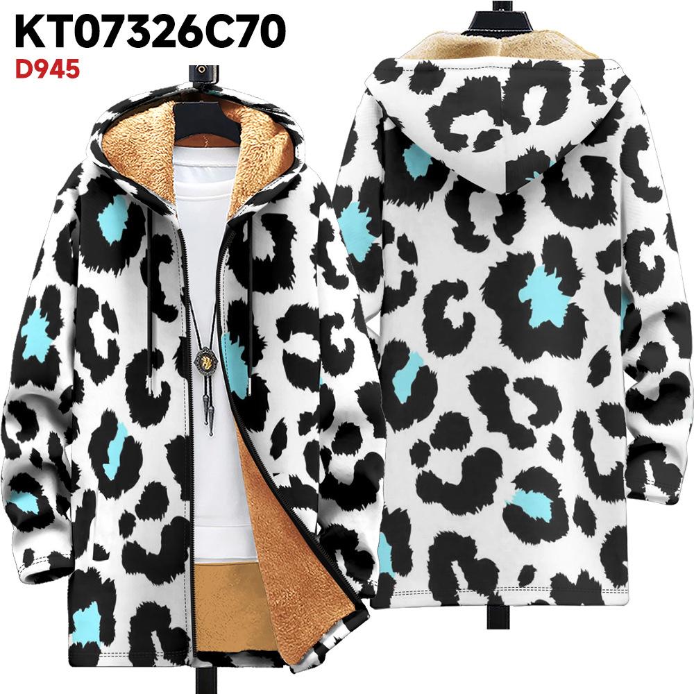 New Jacket Multi-colored Pattern Elements B1 Zipper Hooded Cardigan Thickened Winter Fleece Trendy Padded Clothes
