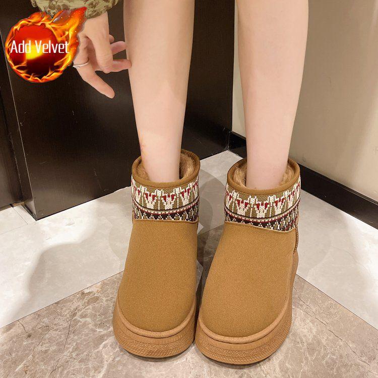 Fashion Winter Chunky Snow Boots for Women Plush Woman Shoes Round Toe Booties On Promotion Large Size Warm Chic and Elegant Footwear