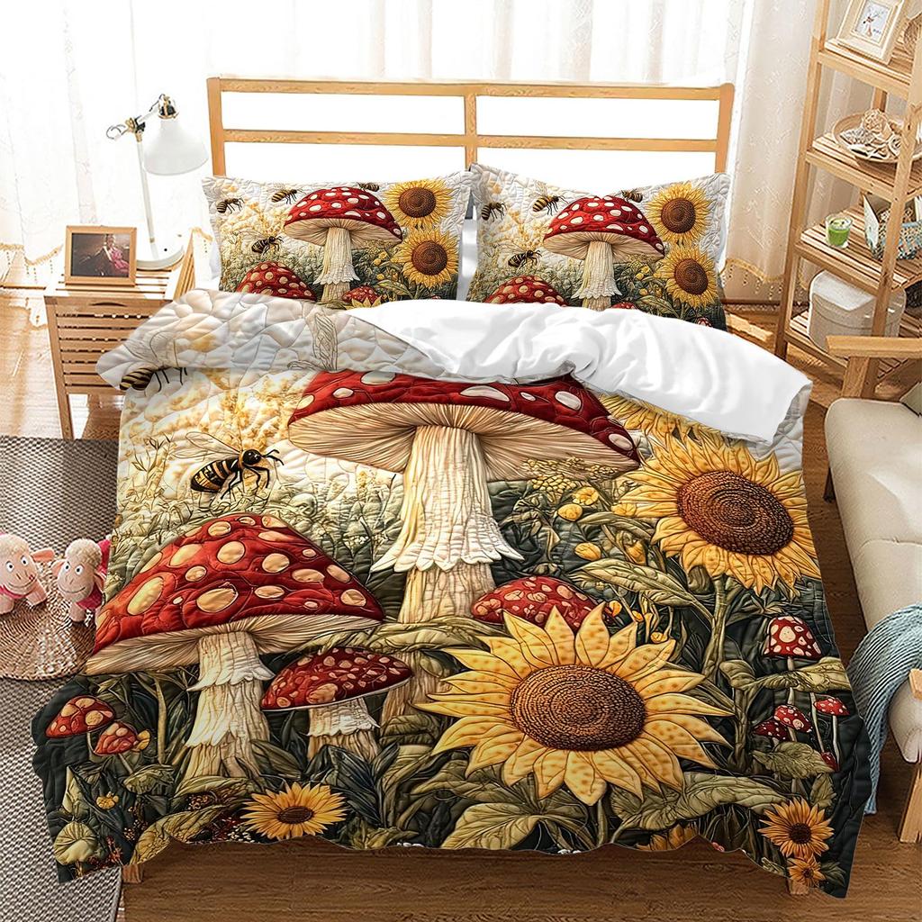 Cartoon Bee Duvet Cover Insect Honeybee Bedding Set Microfiber Wild Animal Comforter Cover King For Teens Boys Kawaii Home Decor