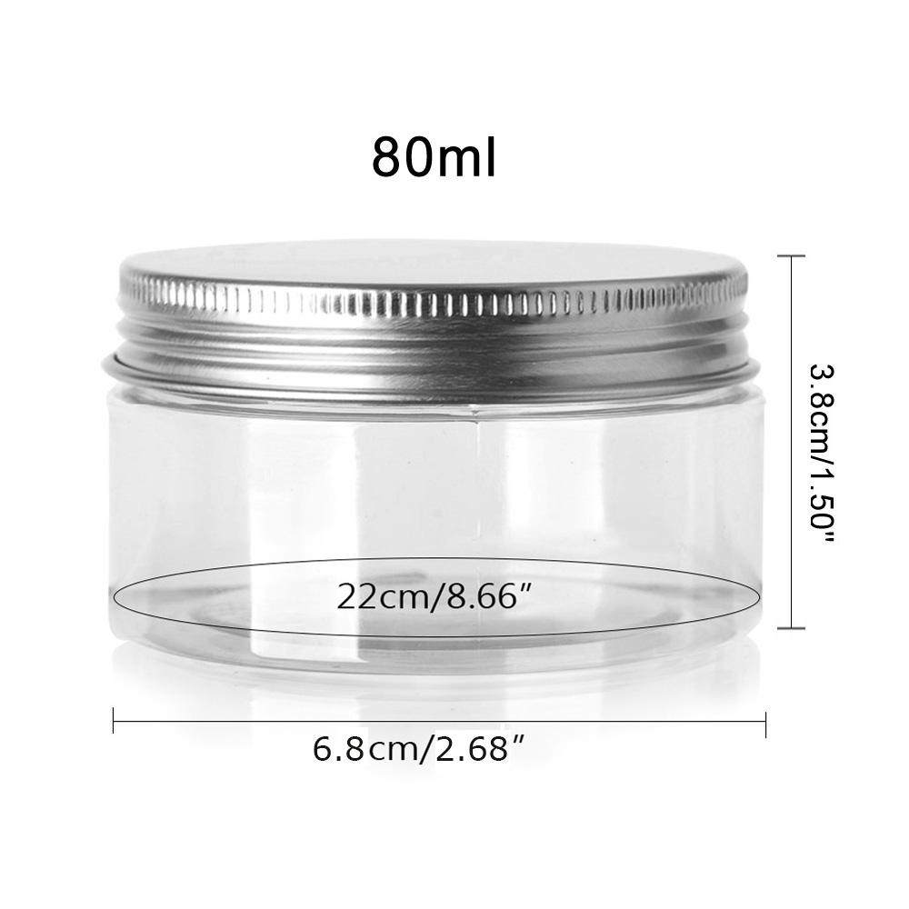 5pcs Aluminum Cap Sealed Cans PET Empty Transparent Plastic Bottles 15Sizes Wide Mouth Jar Oil Wax Packaging Container With Lids