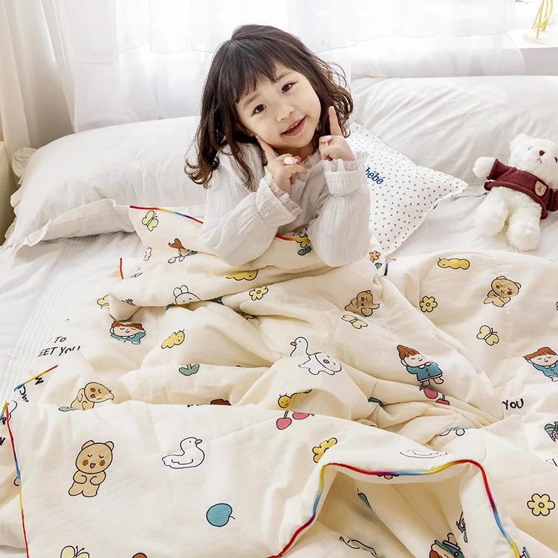 New Waffle Yarn Cotton Children's Summer Quilt Double Layer Yarn Airable Cover