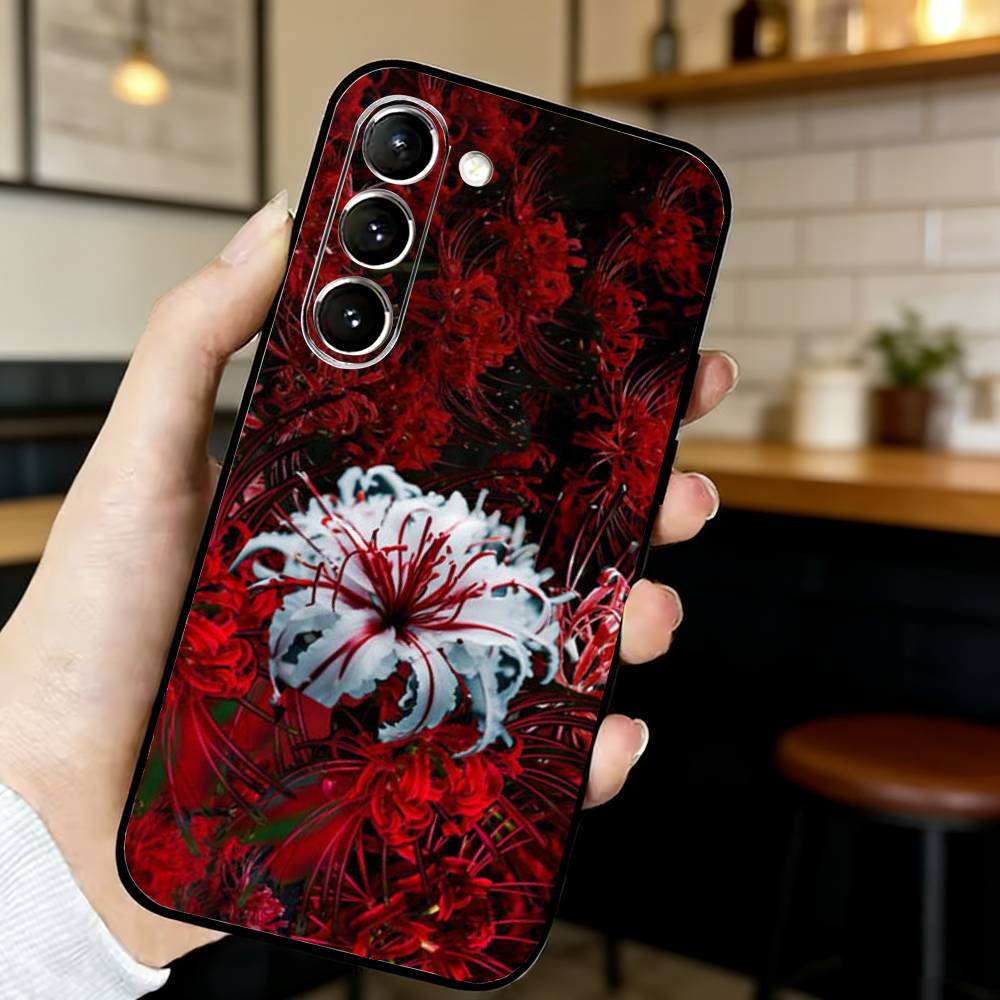 Ghoul Red Spider Lily Tokyo Phone Case For Samsung S24,21,22,23,30,Ultra,S20,Plus,Fe,Lite, Black Soft Cover