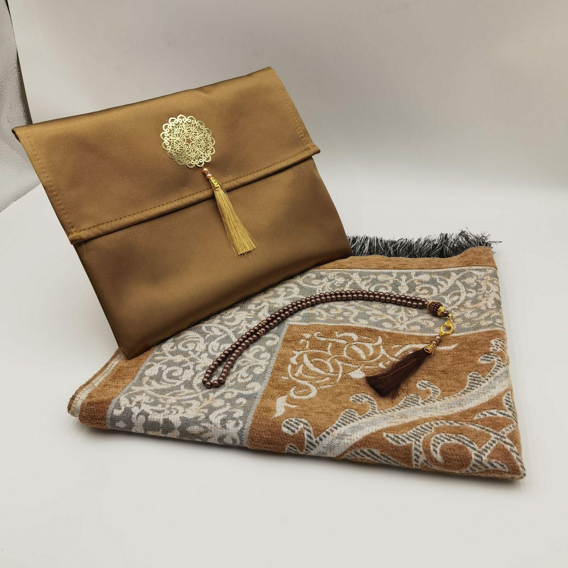 

Наборы ковриков для Рамадана Коврик с молитвенными бусинами Тканевый мешок Костюм Портативный молитвенный коврик Прямоугольное одеяло для поклонения Исламский мусульманский подарок 70x110cm