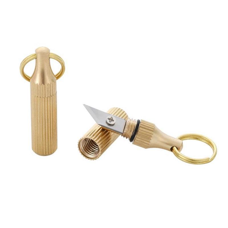 Mini Brass Capsule Pocket Knife Portable Survival Knife EDC Tools Keychain Outdoor Survival Emergency Mini Pocket Cutting Tool