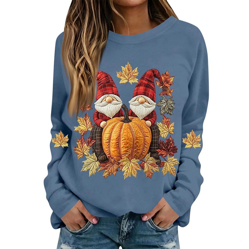 Women's Halloween Print Long Sleeve Neck Casual Top
