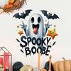 Halloween Ghosty Pumpkin Toilet Cover Stickers Waterproof Pumpkin Ghosty Toilet Lid Decals Halloween Bathroom Decors