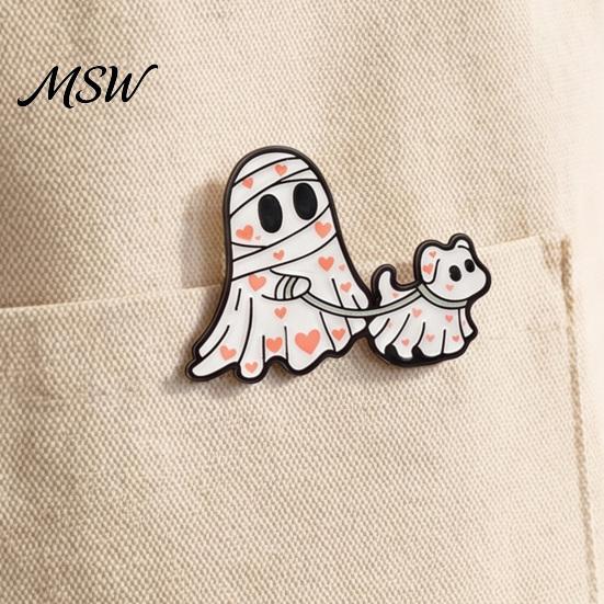 Halloween Jewelry Accessory Cartoon Ghost Enamel Brooch, Spooky Metal Lapel Pin, Brooch Sweater Cardigan Coat Suit Scarf Decor, Men Women Clothing