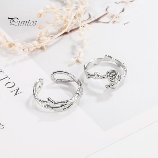 

Открытое кольцо с шипами в форме розы, регулируемое отверстие, блестящая декоративная повседневная одежда, металлическое, серебристого цвета, регулируемое кольцо, нарядное платье