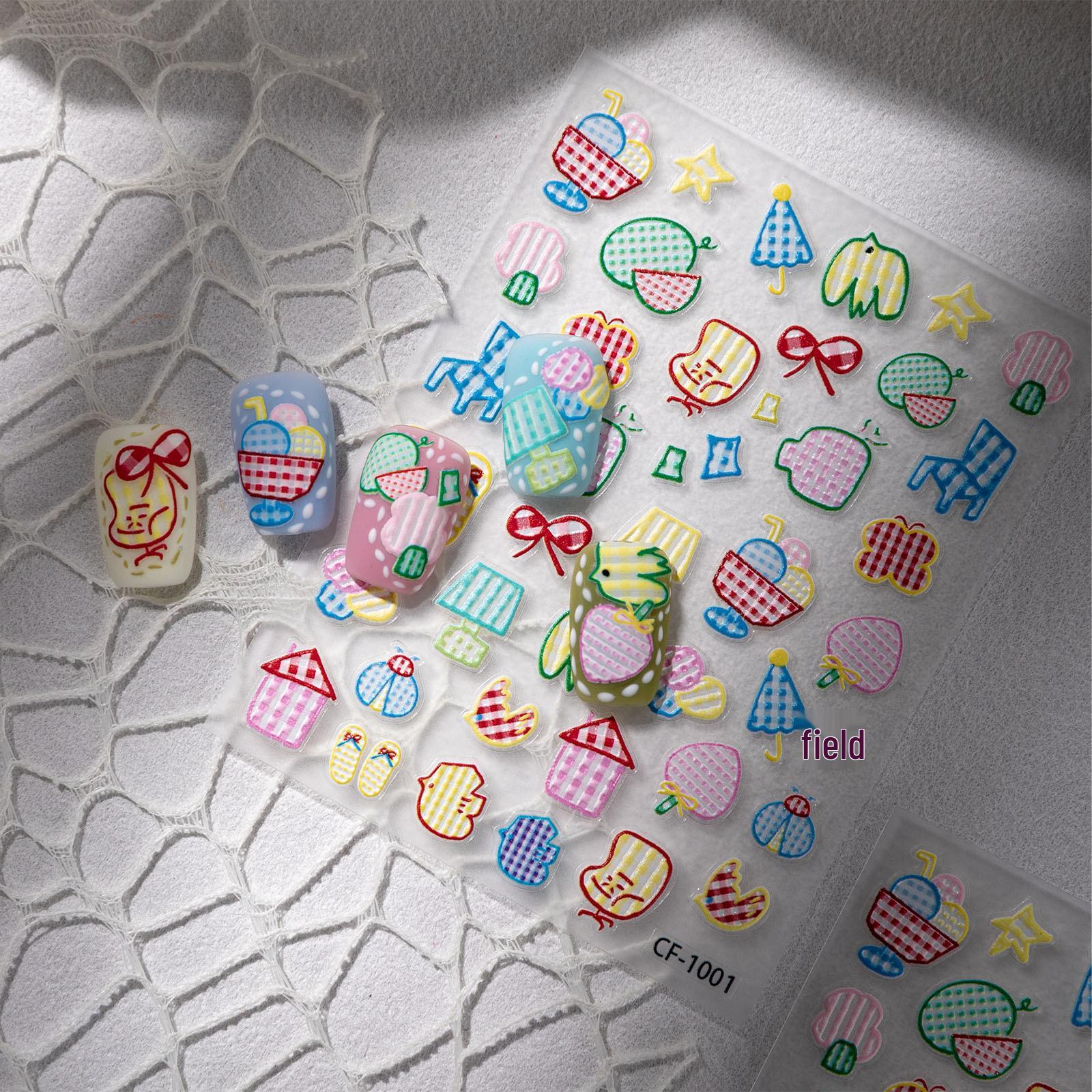 Cyansea Summer Fruit Embossed Phone Case & Decorative Nail Stickers - Cute DIY Design CF-1001